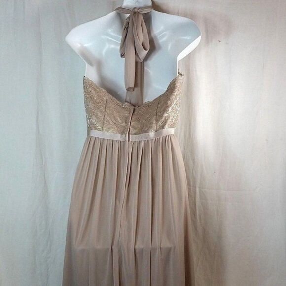 DAVIDS Bridal Tie Back Halter Dress Size 6 Prom Wedding - Picture 2 of 7